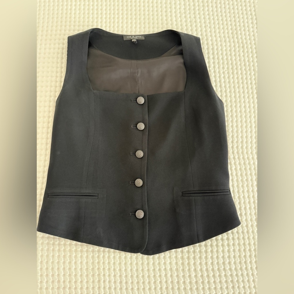 Rag & Bone Black Buttoned Vest